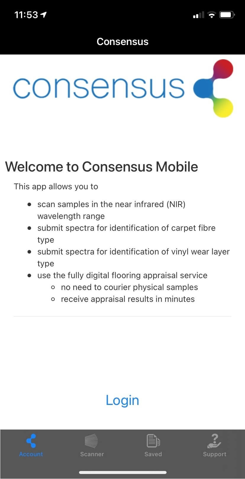 Consensus Mobile App - Home Page